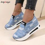Platform Sneakers Wedges Shoes for Women's Designer Slip-on Casual Woman Tennis Shoes Sports Female Fashion