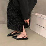 Pointed Toe Women Sandal Fashion Shallow Slip On Ladies Mary Jane Shoes Flats Heel Elegant Dress Slingback