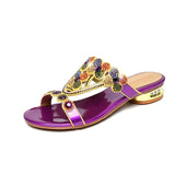 For Women Wearing High-Heeled Slippers In The Summer Of 2024, The New Medium-Heeled Sandals, Crystal Thick Heels, Diamond Sandals And