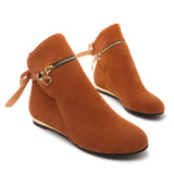 Ankle Boots Winter Shoes For Women Flat Heel Zipper Boots-Women Round Toe Low 2024 Rubber Over-the-Knee Ladies Autumn PU