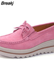 Women Flats Shoes Platform Sneakers Slip On Flats Leather Suede Ladies Loafers Moccasins Casual Shoes Women