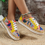 Women Sneakers Fashion Lady Vulcanized Shoes Floral Printed Lace Up Female Flat Shoes Women Loafers Non Slip Casual Shoes