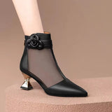 New Thick Heel Women Boots Pointed Toe Retro British Style Sandals Women Mesh Breathable Women Shoes Shoes for