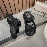 Shoes Woman 2024 Slippers Flat Platform Pantofle Luxury Slides New Rubber Designer Fashion PU Female Shoes Womens Slippers