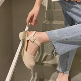 Heels African Woman Shoe Leather Women's Shoes Basketball Platform Round Toe Chunky Sandals Mary Jane 2023 Branded