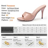 2023 New Women Nude Color Slippers Mule High Heels Slippers Sandals Sexy Daily 9cm Beige Pointed Toe Slides Party