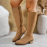 Breakj And Small Man Showing Thin Velvet Over The Knee Boots Female Side Zipper High Heel Long Barrel Fashion Boots