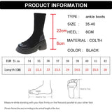Autumn Winter Stretch Ankle Boots Women 2023 Slip On Chunky Platform Goth Boots Woman Thick Soled Short Booties