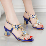 New Diamond Sandals In The Summer Of 2024 Wear Fairy High Heels, Thick Heels, Summer Fashion Non-Skid Crystal
