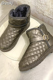Woman Boots Non-Slip Snow Boots Women Raise The Bottom Warm with Velvet Short Lattice Luxury Designer Beige Black