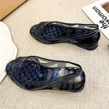 2023 Pvc Plastic Sandals for Women Purple Footwear Open Toe Ladies Shoes with Medium Heels Jelly Asian Size Vip Sale F