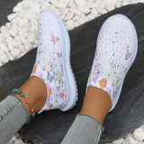 Breakj Women's Shoes Spring Breathable Sports Casual Shoes Water Drill Rainbow Shiny Flying Shoes Thick-Soled Running Shoes