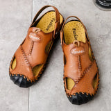 Men's Sandals Leather Men's Slippers Fashion Sandals Luxury Soft Outoor Slippers Man Beach Shoes Big Sizes