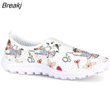 Cute Cartoon Nursing Doctor Printed Flats Shoes Women Casual Summer Slip on Sneakers Lightweight Nurse Ladies Shoe