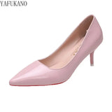 Leather High Heels Fashion Thin Heels Ladies Casual Pumps Pointed Toe Party Dress Single Shoes Red Sole Career Work