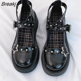 Shoes Star Buckle Mary Janes Women Cross-tied Platform Patent Leather Girls Rivet Casual Platform Small Leather Shoe