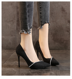 Women's High Heel Pumps Point Shallow Mouth High Heels Nightclub Sexy Stiletto Buckle Diamond Rhinestone Wedding Dress