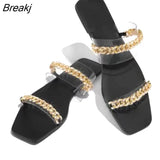 Summer Women's Double-layer Rhinestone Transparent PVC Outdoor All-match Flat Bottom Non-slip Women's Beach