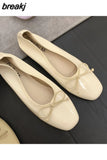 Bow Knot Flats Slip On Casual Shoes Women Boat Ballet Flat Ballerina Soft Moccasins Female New Fashion Gold Sliver