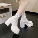 2024 New Waterproof Platform High Heels Women's Thick Heels Black Sexy Catwalk Cheongsam Professional Women's Singles