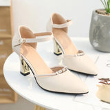 Women Cute Pointed Toe Black Buckle Strap High Heel Shoes Lady Casual Red Comfort Summer Stiletto Heels for Office & Party