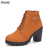 Heels Black High Slipper Women Fashion Hot Winter Womens Fashion High Heel Lace Up Ankle Boots Ladies Buckle Platform