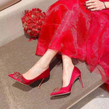 Spring and Autumn New Fashion Bridal Shoes Not Tired Feet Red Female Stiletto Pointed Toe Comfortable High