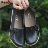 Moccasins Women Flats 2022 Autumn Woman Loafers Genuine Leather Female Shoes Slip On Ballet Bowtie Women's Shoes Big