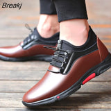 Men's Casual Shoes Leather PU Black Spring Male Footwear Loafers Soft Bottom Lace Up Outdoor Business Sneakers Shoes For
