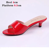 Summer New High Heels Size 43 Stiletto Mid-heel Slippers ladies Summer Fashion low-heel Sandals Peep Toe Sexy Women