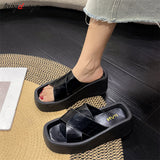 Gold High heeled slippers Women summer New Brand Designer Peep Toe Sandals Women Soft comfortable platform slipper