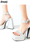 New Platform Woman Sandals Super High Heel 2023 Summer Crystal Fashion Sexy Woman Wedding Sandals Shoes Big Size