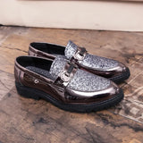 Fashion Classic Style Men Shoes Gold Silver Simple Designer Men Casual Shoes outdoor slip on party club shoes men