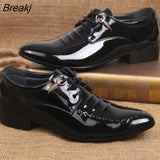 Men Patent Leather Oxfords High Quality Genuine Leather Shoes Classic Brogue Mens Formal Shoe Casual Bullock Dress Wedding