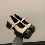Jane Shoes 2023 Spring Square Toe Sandals Women Shallow Single Pumps Women Fashion Thick Sole