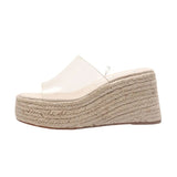 Transparency Slippers Women Leisure Wedges Shoes Peep Toe Platform Women Slippers Concise Ladies Thick Bottom Mules