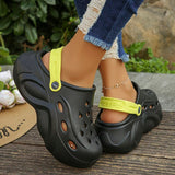 Closed Toe Chunky Platform Sandals Women Soft Hollow Out Thick Solde Slippers Woman Mixed Color Summer Beach