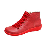 Snow Boots Women Winter Genuine Leather Ankle Spring Flat Shoes Woman Short Vintage Boots with Fur for Women Lace