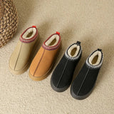 Winter Retro Women Snow Warm Suede Leather Lazy Loafers Boots Shoes Woman Lady Female Flat