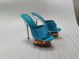 Breakj Patent Leather 15Cm Special High Heels With Sexy Waterproof Platform Hate Day Superb High Slippers Female