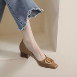 Square-Headed High Heels For Women In Spring And Autumn 2024 New Professional Work Shoes Temperament Fairy Style Single Women's Thick