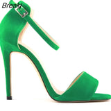 Sexy Women Summer Sandals Thin Heels Shoes Open Toe Velvet Party Black Elegant Woman Buckle Pumps