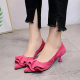 Women's Summer Footwear Stilito Pink Shoes for Woman 2023 Office with Medium Heels Genuine Mark Chic and Elegant A Comfortable