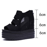 Women Sandals Buckle Design Black White Platform Sandals Comfortable Women Thick Sole Beach Shoes Heighten