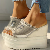 high heels 2023 dropship crystals High Heels leisure Summer Wedges Sandals Woman Shoes Women platform Mules
