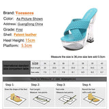 Light Up Transparent High Heels 15CM Square Heel Summer Sandals Women's Platform Luminous Shoes Club Fashion Weave