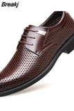 Fashion Formal Men Shoes Punch Lace Breathable Hollow Business Dress Shoes Genuine Leather Casual Sandals Oxfords