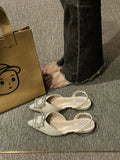 Sandals Woman Leather Suit Female Beige Shoes Lady 2024 Ankle Strap Shallow Mouth Cross Summer Heels Low-heeled Black New