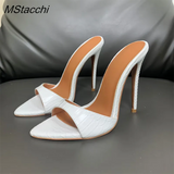 Heel Slippers Women Shoes Summer Peep Toe Mixed Colors Stiletto Sandals Sexy Party Ladies Shoes Luxury Woman