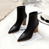 Pointed Toe Booties White Short Shoes for Woman Heeled Very High Heels Women's Ankle Boots Elastic Boot Hot Pu Goth